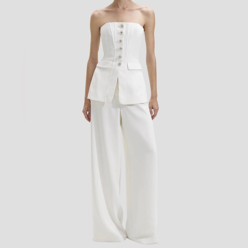 Self-Portrait White Crepe Pant, size 8